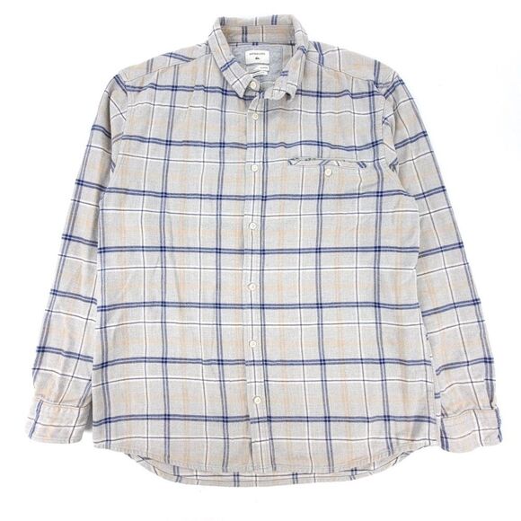 QUIKSILVER Modern Fit Long Sleeve Button Down Flannel Shirt Jacket XL Gray Plaid - Picture 1 of 5